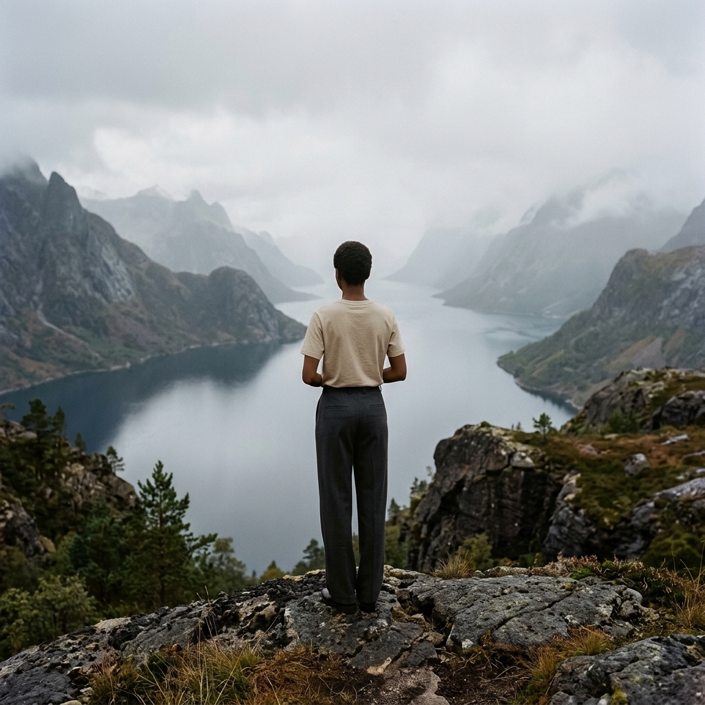 Nordische Landschaft und Minimal-T-Shirt